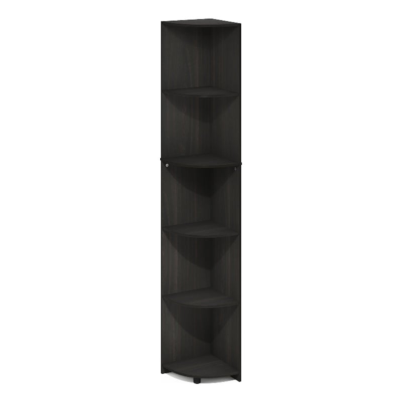 Furinno ECON 5-Tier Corner Shelf Bookcase in Bookshelf in Espresso
