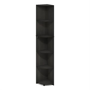 Furinno ECON 5-Tier Corner Shelf Bookcase in Bookshelf in Espresso