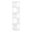 Furinno ECON 5-Tier Zigzag Corner Shelf Bookcase in Bookshelf in White/White