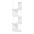 Furinno ECON 4-Tier Zigzag Corner Shelf Bookcase in Bookshelf in White/White