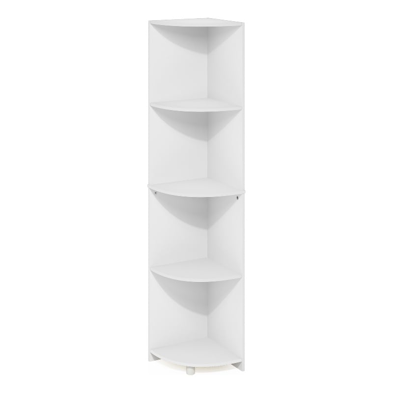 Furinno ECON 4-Tier Corner Shelf Bookcase in Bookshelf in White