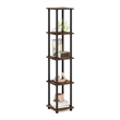 Furinno TURN-N-TUBE 5-Tier Corner Square Rack Display Shelf in Amber Pine/Black