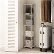 Furinno TURN-N-TUBE 5-Tier Corner Square Rack Display Shelf in White/White