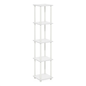 Furinno TURN-N-TUBE 5-Tier Corner Square Rack Display Shelf in White/White