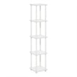Furinno TURN-N-TUBE 5-Tier Corner Square Rack Display Shelf in White/White