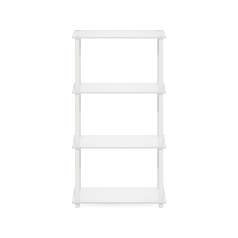 Furinno TURN-N-TUBE 4-Tier Multipurpose Shelf Display Rack in White/White