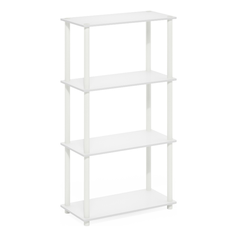 Furinno TURN-N-TUBE 4-Tier Multipurpose Shelf Display Rack in White/White