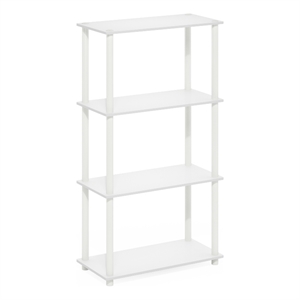 Furinno TURN-N-TUBE 4-Tier Multipurpose Shelf Display Rack in White/White