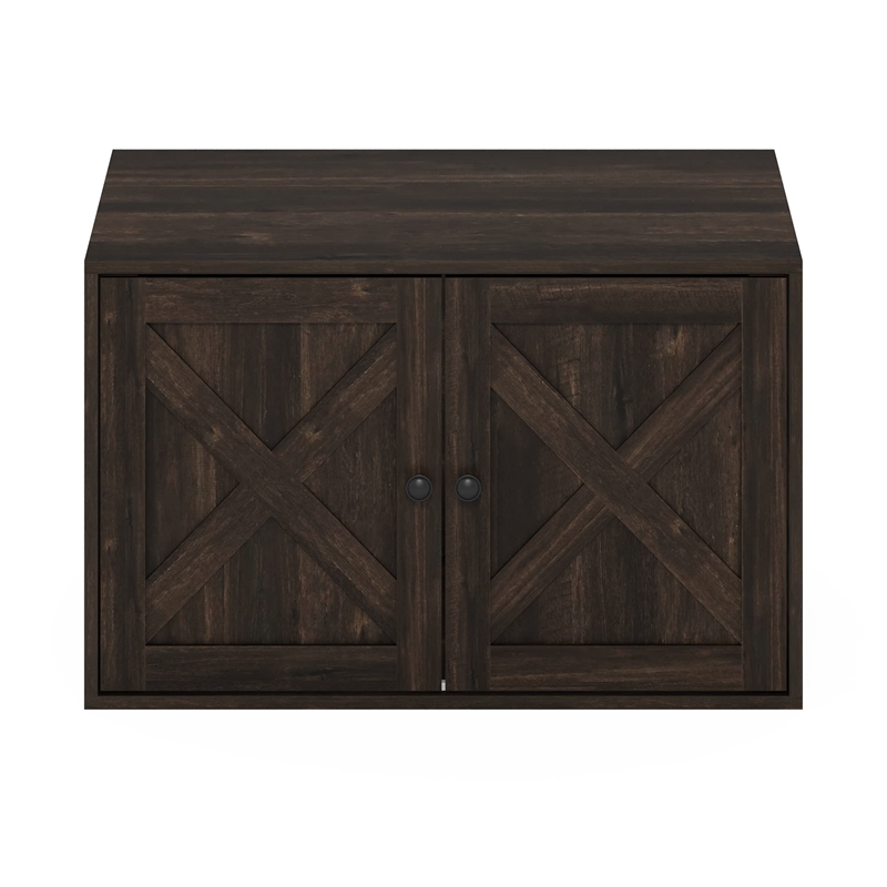 Furinno PELI Farmhouse Cat Litter Box Enclosure in Ebony
