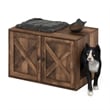 Furinno PELI Farmhouse Cat Litter Box Enclosure in Rustic Brown