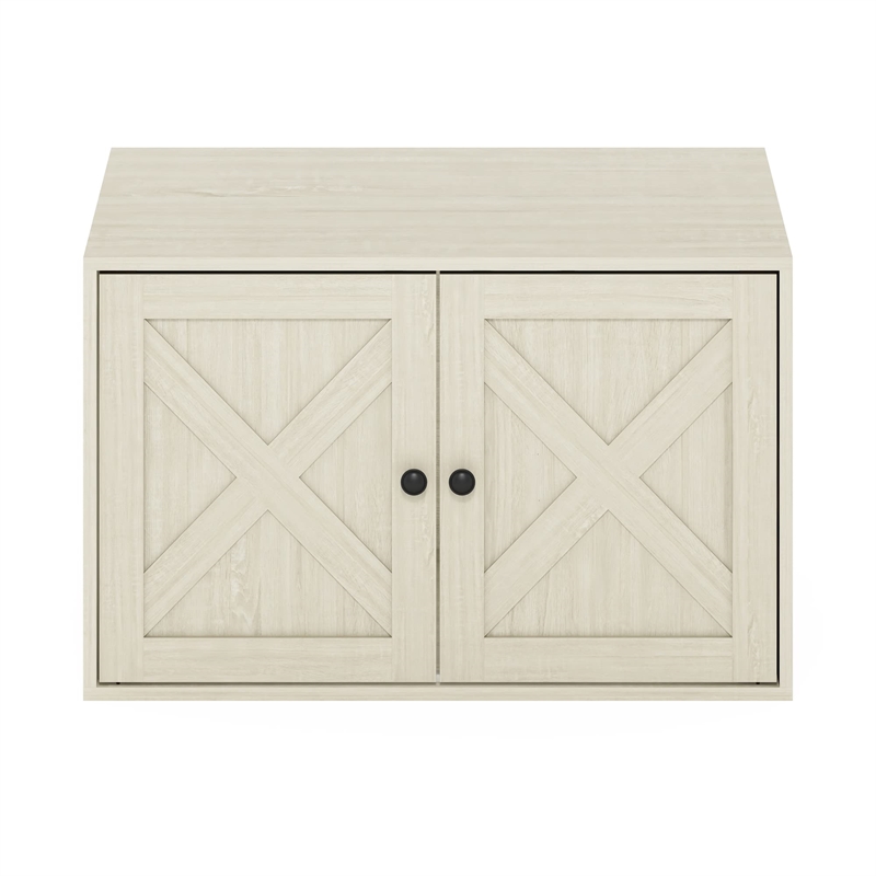 Furinno PELI Farmhouse Cat Litter Box Enclosure in White Wash