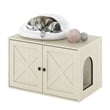 Furinno PELI Farmhouse Cat Litter Box Enclosure in White Wash