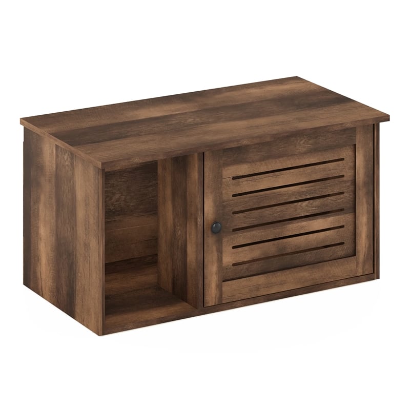 Furinno PELI Farmhouse Hidden Cat Litter Box with Divider in Rustic Brown