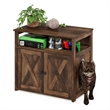 Furinno PELI Farmhouse Cat Litter Cabinet Storage with 2 Doors in Rustic Brown