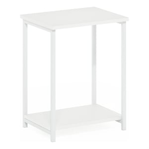 Furinno SIMPLISTIC Industrial Metal Frame End Table in 1-Pack in White/White