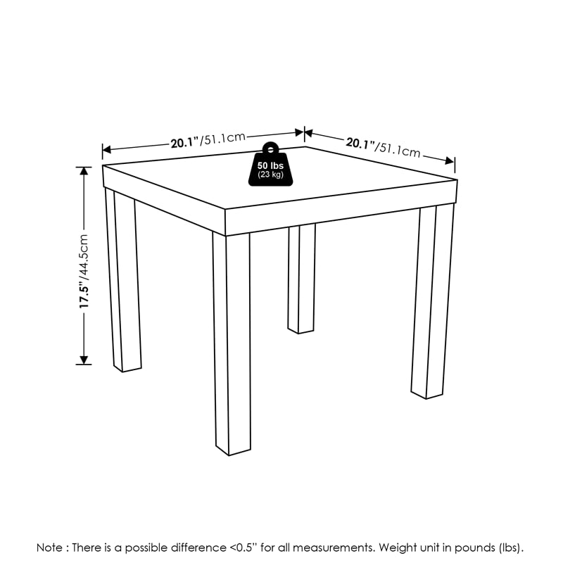 Furinno CLASSIC Homey Square Side Table in White