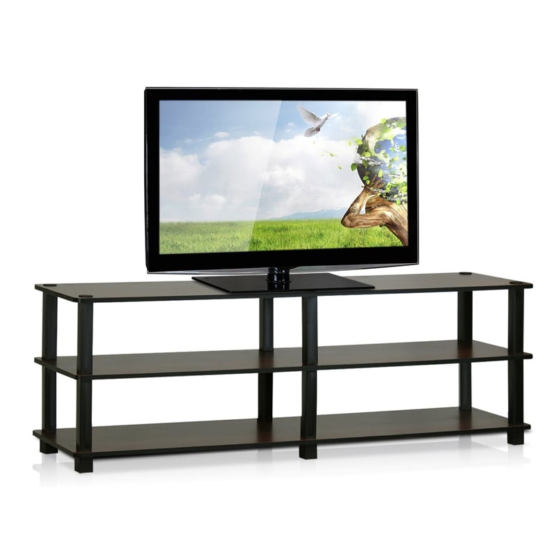 Furinno TURN-S-TUBE No Tools 3-Tier Entertainment TV Stands in Dark Brown/Black