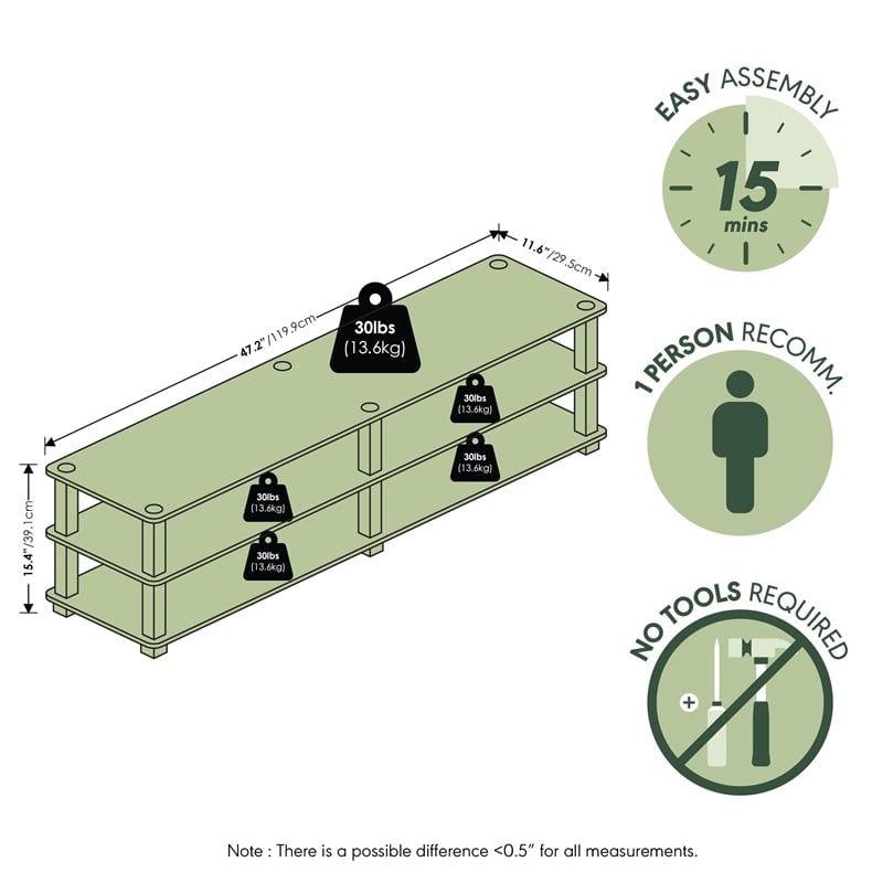 Furinno TURN-S-TUBE No Tools 3-Tier Entertainment TV Stands in Espresso/Black