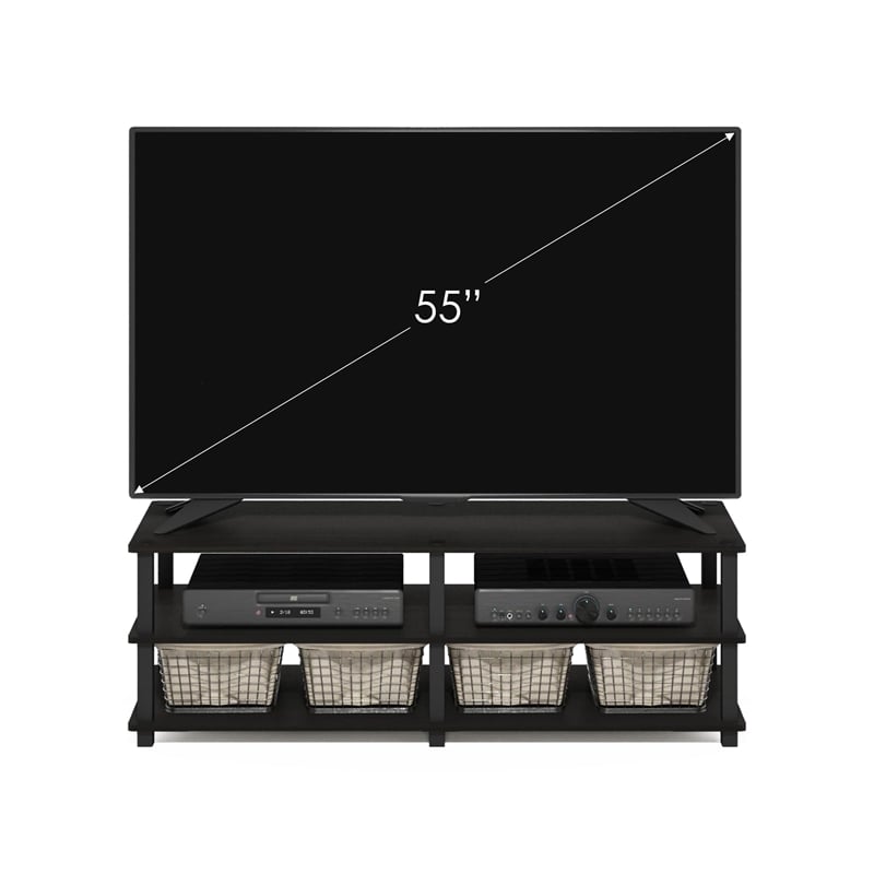 Furinno TURN-S-TUBE No Tools 3-Tier Entertainment TV Stands in Espresso/Black