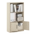 Furinno GRUEN 3-Tier Bookcase with 2 Doors Storage Cabinet in Metropolitan Pine