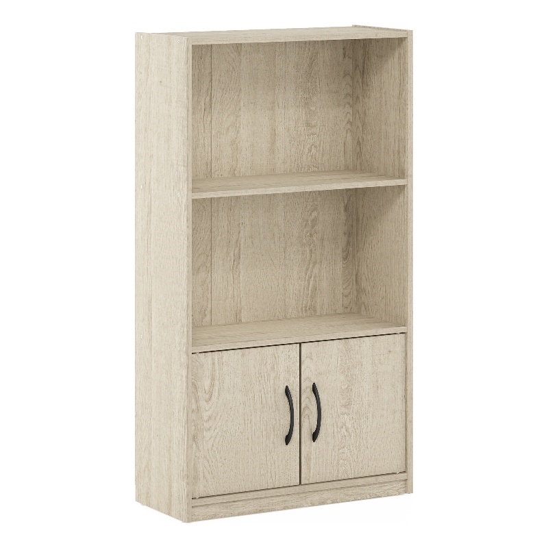 Furinno GRUEN 3-Tier Bookcase with 2 Doors Storage Cabinet in Metropolitan Pine