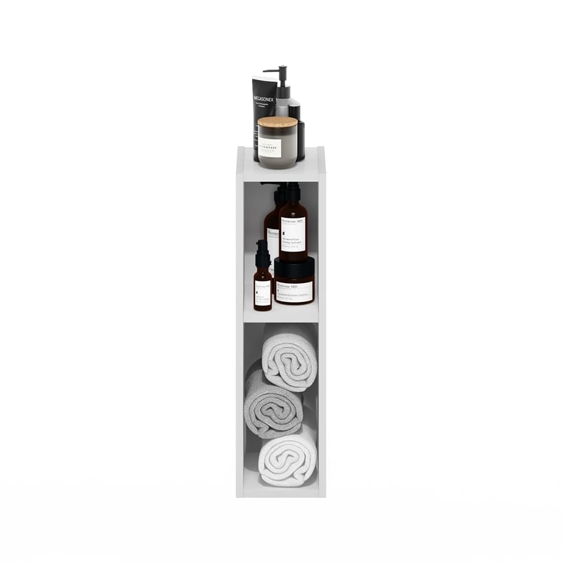 Furinno FULDA 2-Tier  Storage Shelf Bookcase in 6-Inch Width in White