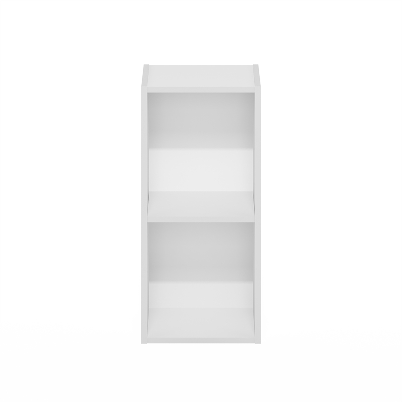 Furinno FULDA 2-Tier  Storage Shelf Bookcase in 10-Inch Width in White
