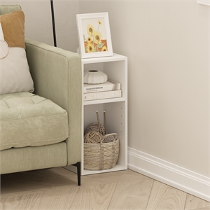 Furinno FULDA 2-Tier  Storage Shelf Bookcase in 10-Inch Width in White