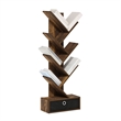 Furinno Tree Bookshelf 7-Tier Floor Standing Tree Bookcase with Amber Pine/Black