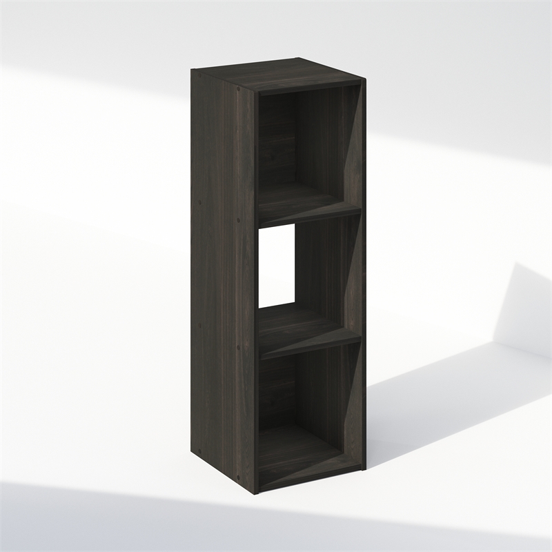 Furinno PELLI CUBIC Storage Cabinet in Bookcase in Bookshelf in 3-Cube Espresso