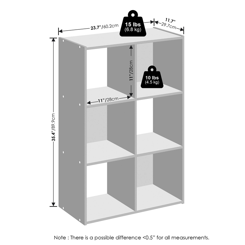 Furinno Pelli Cubic Storage Cabinet in Bookcase in Bookshelf in 6-Cube Espresso