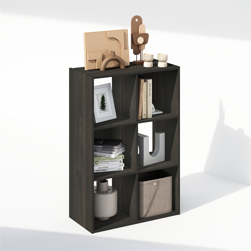 Furinno Pelli Cubic Storage Cabinet in Bookcase in Bookshelf in 6-Cube Espresso