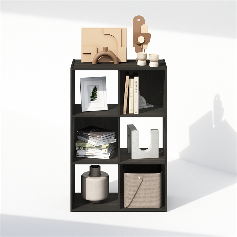 Furinno Pelli Cubic Storage Cabinet in Bookcase in Bookshelf in 6-Cube Espresso
