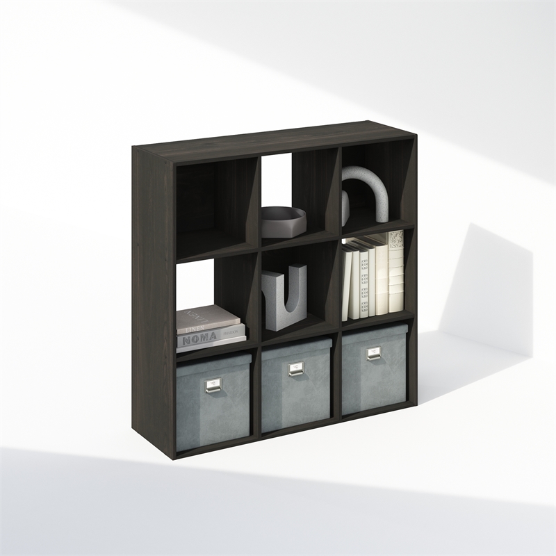 Furinno PELLI CUBIC Storage Cabinet in Bookcase in Bookshelf in 9-Cube Espresso