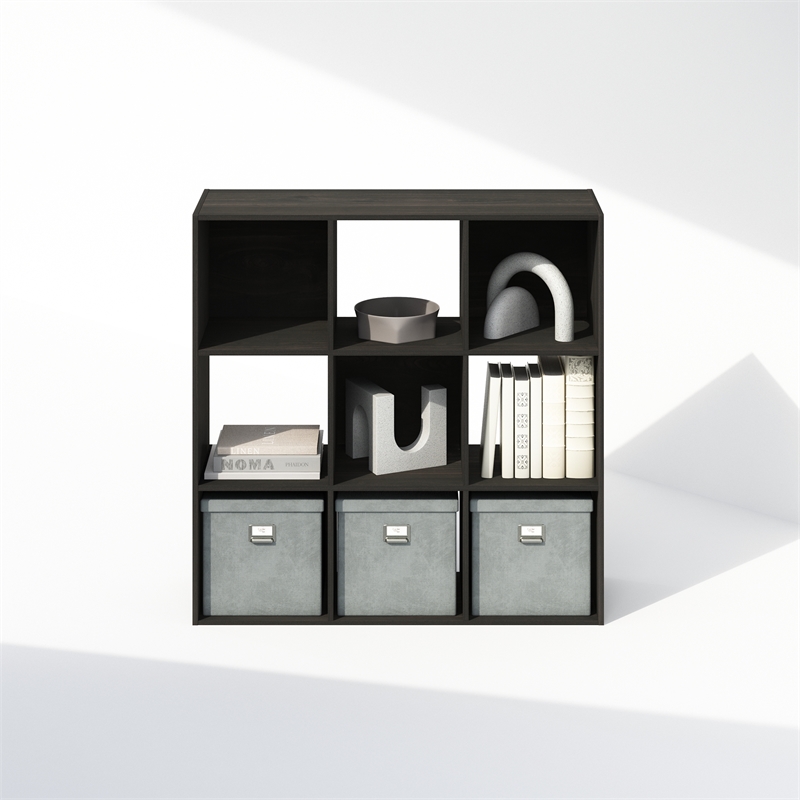 Furinno PELLI CUBIC Storage Cabinet in Bookcase in Bookshelf in 9-Cube Espresso
