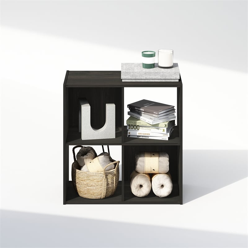Furinno PELLI CUBIC Storage Cabinet in Bookcase in Bookshelf in 4-Cube Espresso