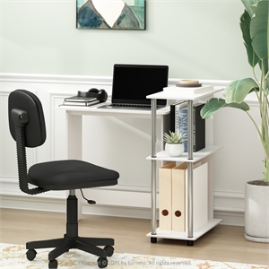 Furinno Abbott Corner Computer Desk with Bookshelf in Stainless Steel Tubes