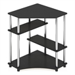 Furinno TURN-N-TUBE Corner Desk with Shelves in Americano Stainless Steel Tubes