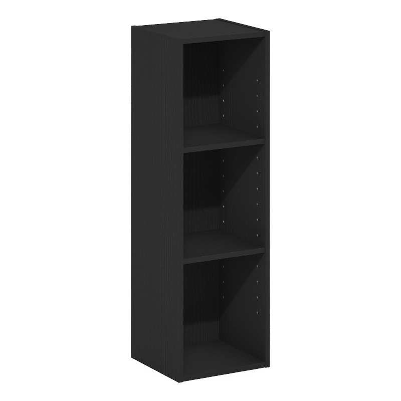 Furinno Fulda 3-Tier  Storage Shelf Bookcase in 10-Inch Width in Blackwood