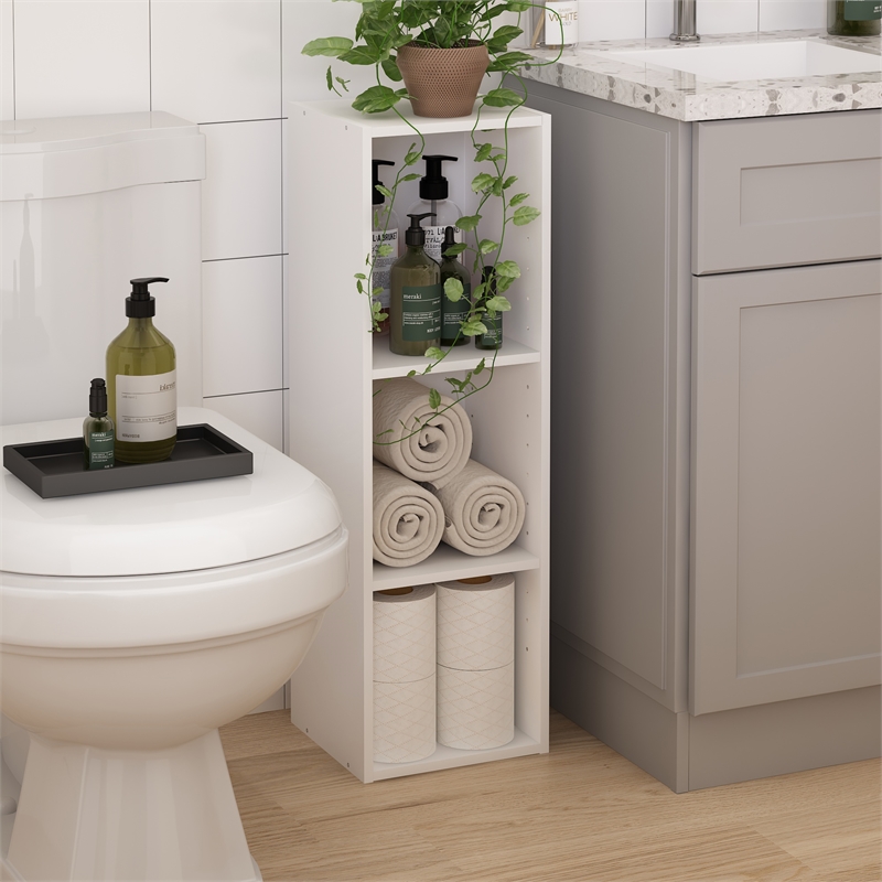 Furinno Fulda 3-Tier  Storage Shelf Bookcase in 10-Inch Width in White