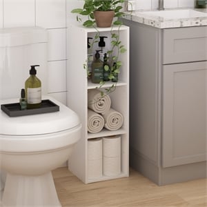 Furinno FULDA 3-Tier  Storage Shelf Bookcase in 10-Inch Width in White