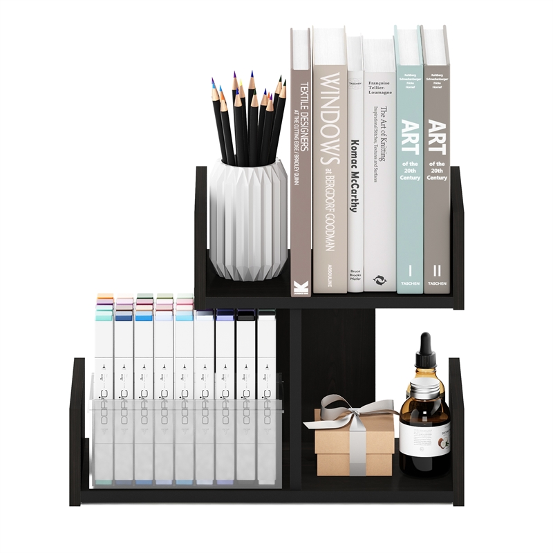 Furinno Hermite Wooden Desktop Bookshelf Storage Organizer for Home and Espresso