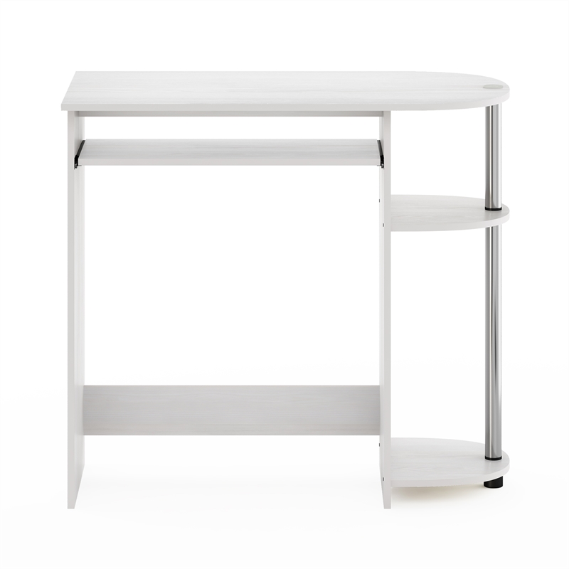 Furinno SIMPLISTIC Easy Assembly Computer Desk in White Stainless Steel Tubes