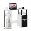 Furinno JAYA SIMPLISTIC Computer Study Desk with Bin Drawers White/Black/Black