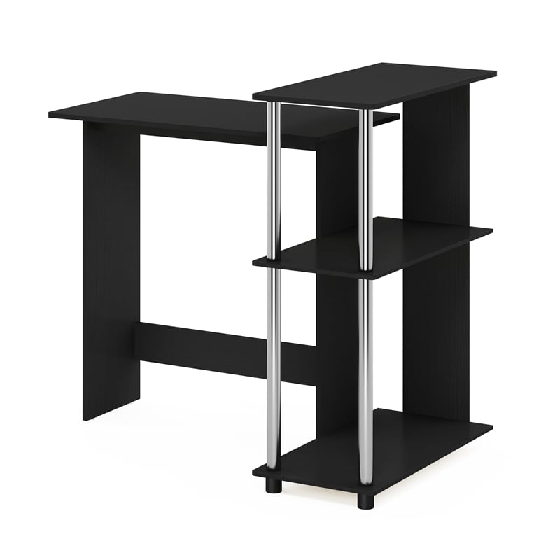Furinno ABBOTT Corner Computer Desk with Bookshelf in Stainless Steel Tubes
