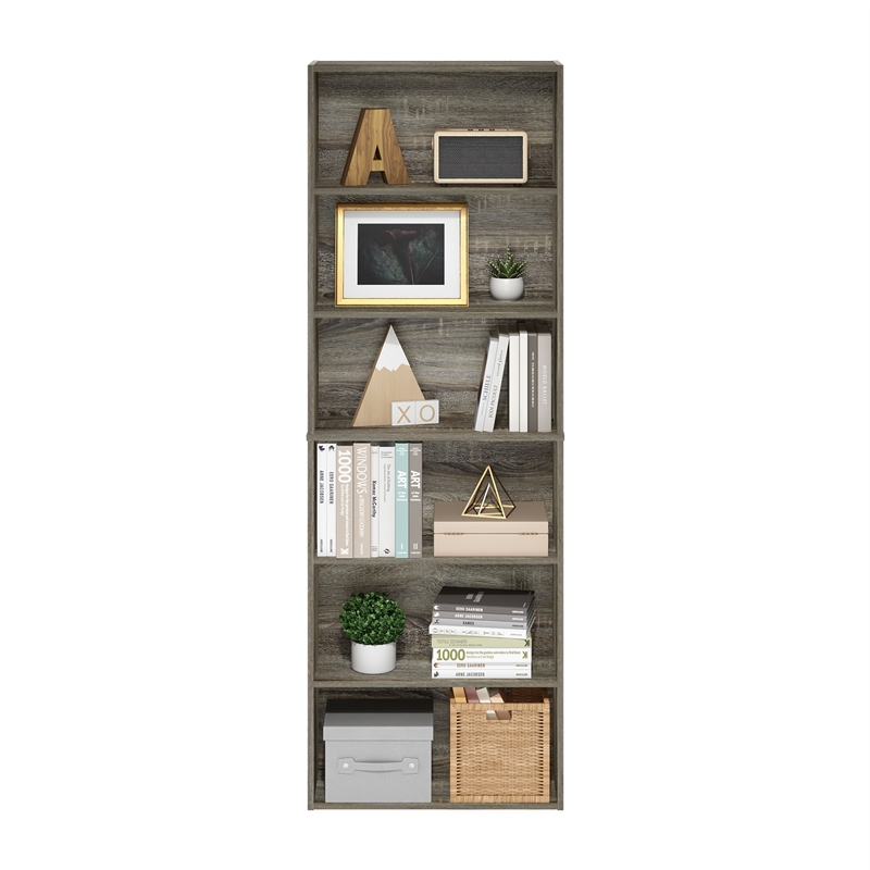 Furinno JAYA Simply Home Free Standing 6-Tier Open Storage Bookcase French Oak