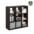 Furinno CUBICLE Extra Thick Frame Decorative Cube Storage Organizer in Dark Oak