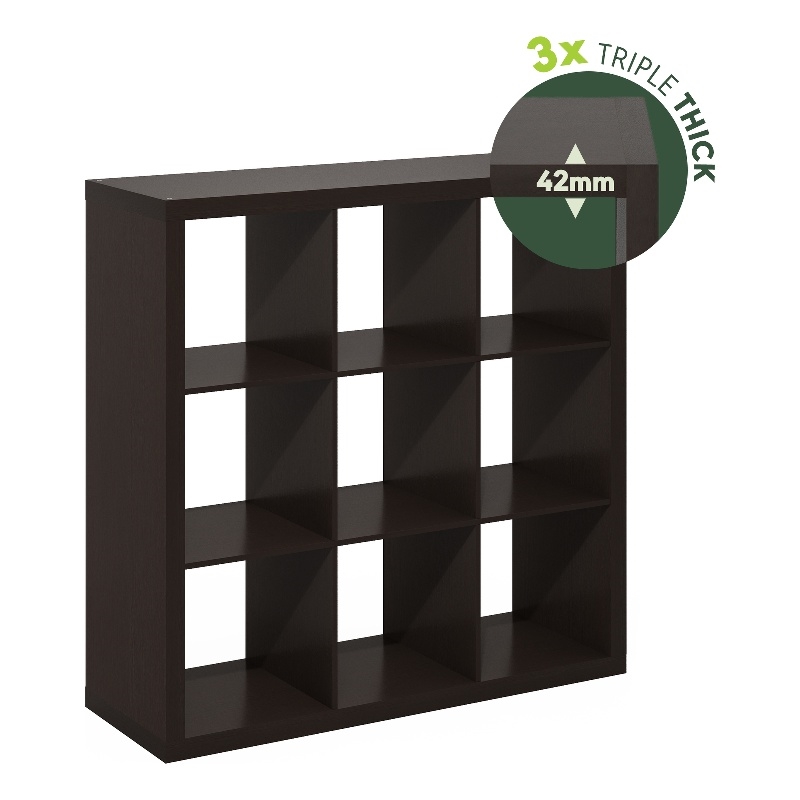 Furinno CUBICLE Extra Thick Frame Decorative Cube Storage Organizer in Dark Oak