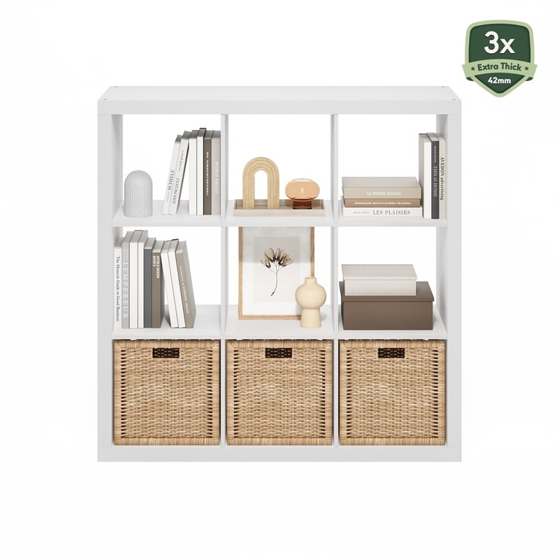 Furinno CUBICLE Extra Thick Frame Decorative Cube Storage Organizer in White