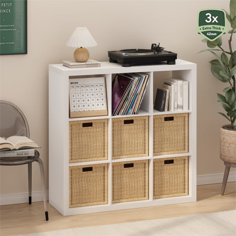 Furinno CUBICLE Extra Thick Frame Decorative Cube Storage Organizer in White